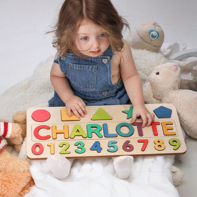 Picture of Personalized Wooden Name Puzzle Board - Digital and Graphic Models - Personalized Gift for Baby Girls