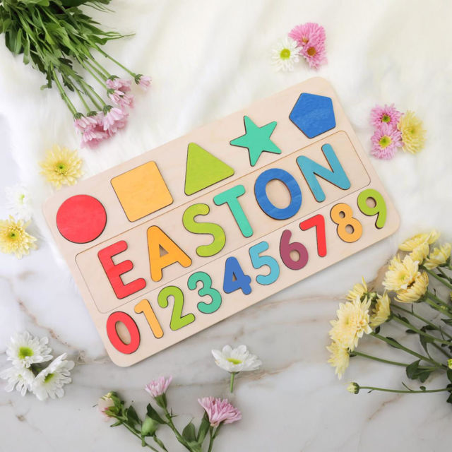 Picture of Personalized Wooden Name Puzzle Board - Digital and Graphic Models - Personalized Gift for Baby Girls