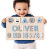 Picture of Personalized Wooden Puzzle Name Board - Graphics and Figures - Blue and Gray Colors Style - Personalized Gifts for Baby Boys