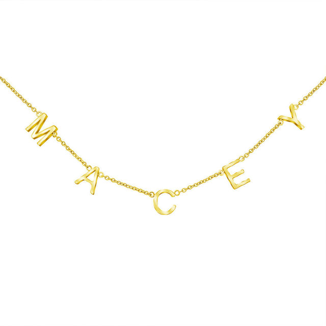 Picture of Dainty Initial Necklace - Sideways Initial Necklace - Spaced Letter Name Necklace - Custom Necklace