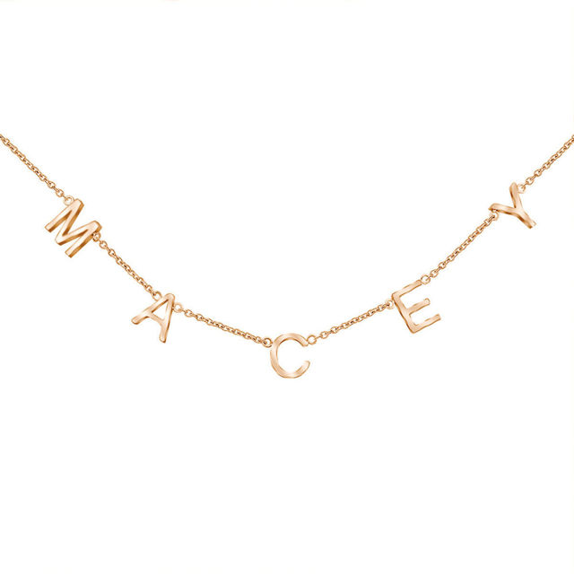 Picture of Dainty Initial Necklace - Sideways Initial Necklace - Spaced Letter Name Necklace - Custom Necklace