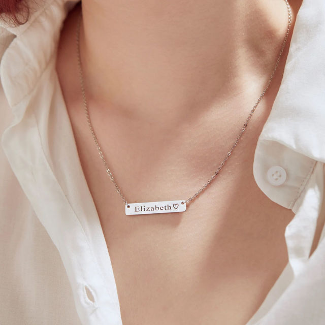Picture of Custom Engraved Bar Necklace - Personalised Stainless Steel Necklace with Text - Gift for Her - Custom Necklace
