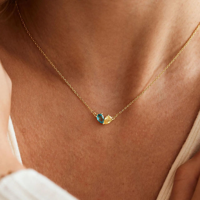 Picture of Custom Heart Shaped Birthstone Necklace - Personalized Necklace for Mother's Day - Custom Necklace