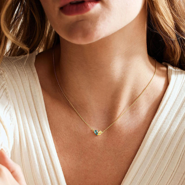 Picture of Custom Heart Shaped Birthstone Necklace - Personalized Necklace for Mother's Day - Custom Necklace