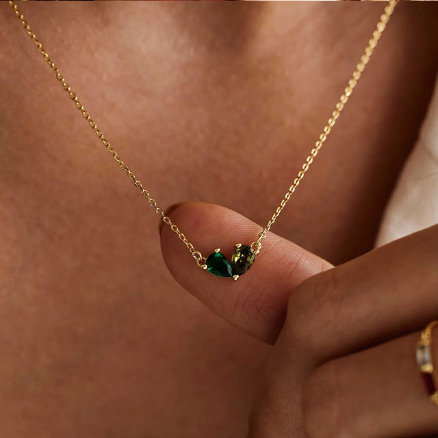 Picture of Custom Heart Shaped Birthstone Necklace - Personalized Necklace for Mother's Day - Custom Necklace