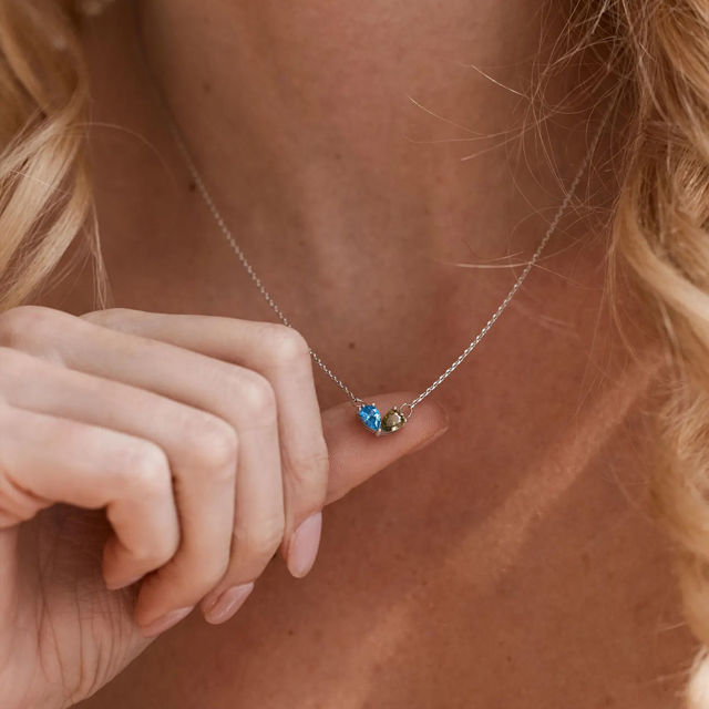 Picture of Custom Heart Shaped Birthstone Necklace - Personalized Necklace for Mother's Day - Custom Necklace