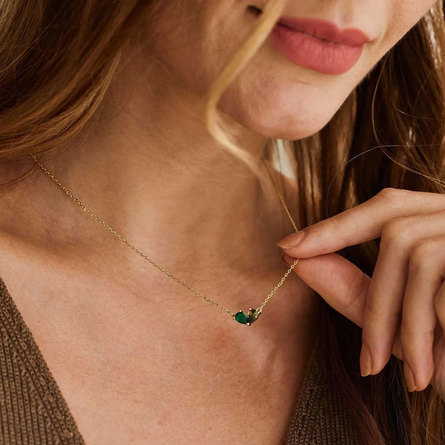 Picture of Custom Heart Shaped Birthstone Necklace - Personalized Necklace for Mother's Day - Custom Necklace