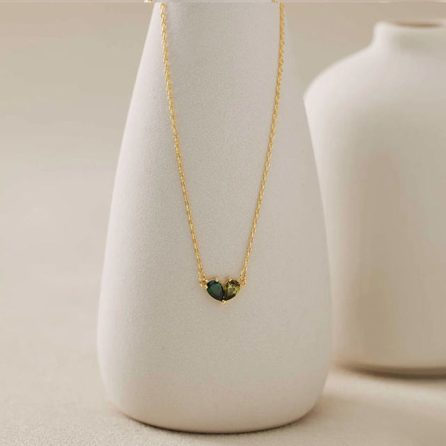 Picture of Custom Heart Shaped Birthstone Necklace - Personalized Necklace for Mother's Day - Custom Necklace