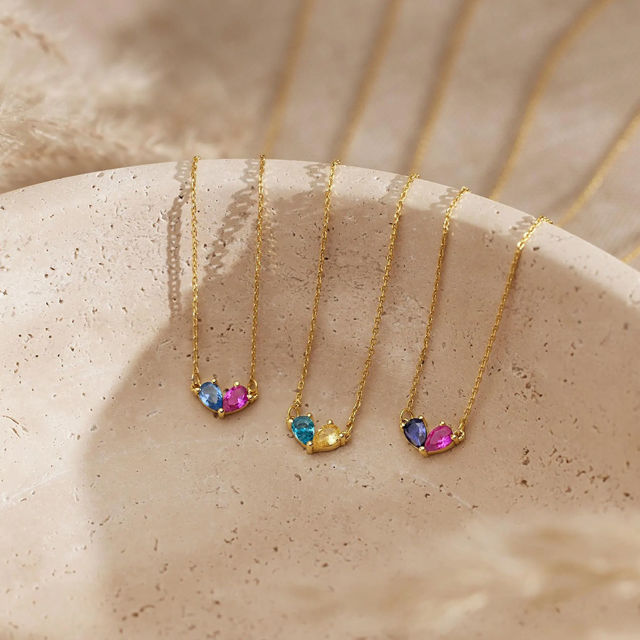 Picture of Custom Heart Shaped Birthstone Necklace - Personalized Necklace for Mother's Day - Custom Necklace