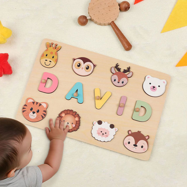 Picture of Personalized Wooden Name Puzzle - Custom Toy Gift for Baby and Kids - Personalized Name Puzzle for Toddlers - 1st Birthday Gift for Your Baby Girl