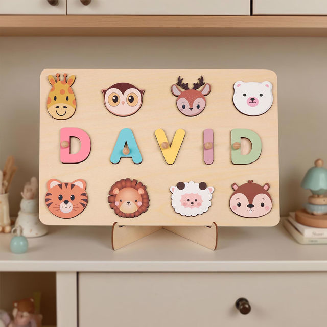 Picture of Personalized Wooden Name Puzzle - Custom Toy Gift for Baby and Kids - Personalized Name Puzzle for Toddlers - 1st Birthday Gift for Your Baby Girl