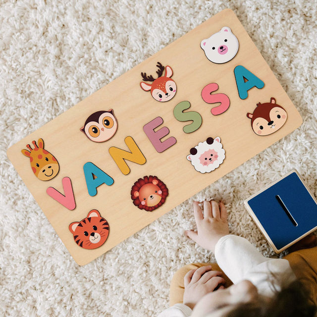 Picture of Personalized Wooden Name Puzzle - Custom Toy Gift for Baby and Kids - Personalized Name Puzzle for Toddlers - 1st Birthday Gift for Your Baby Girl