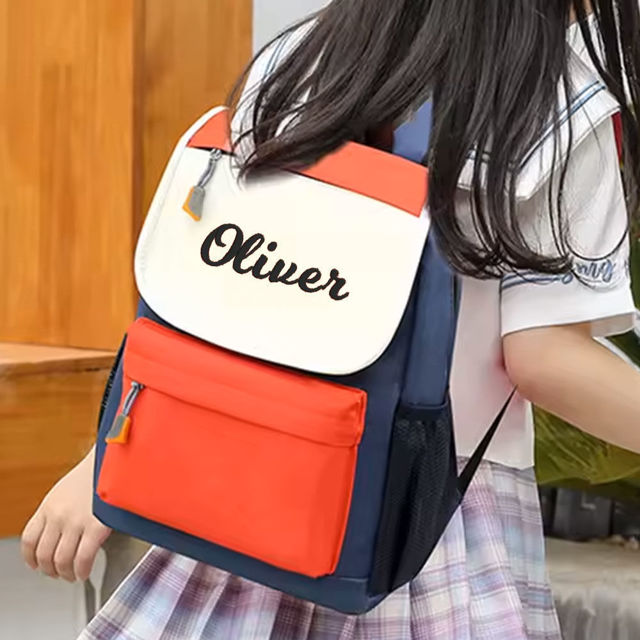 Picture of Personalized Embroidery School Bags - Personalized Contrast Color School Bags - Custom Waterproof Student School Bags