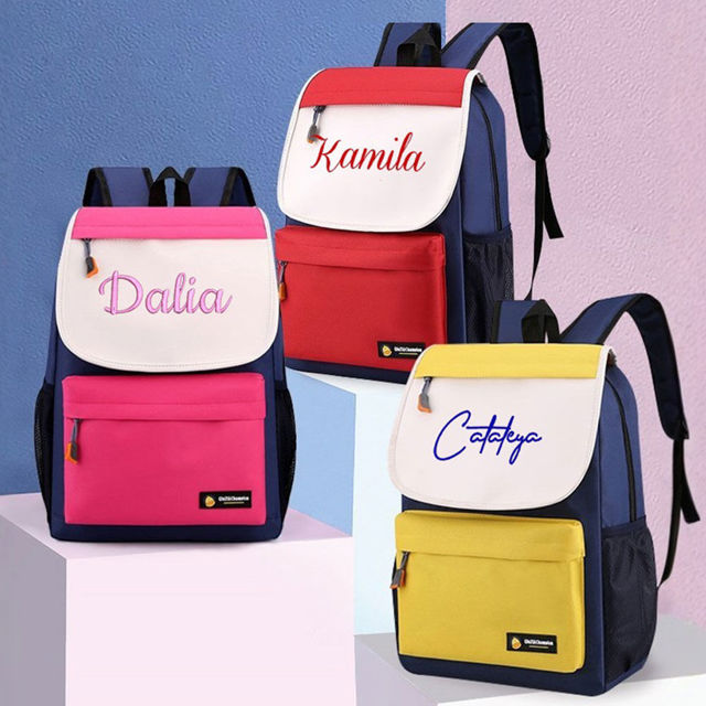 Picture of Personalized Embroidery School Bags - Personalized Contrast Color School Bags - Custom Waterproof Student School Bags