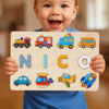 Picture of Personalized Wooden Name Puzzle - Custom Name Puzzle with Transportation - Personalized Gift for Toddlers