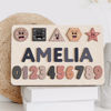 Picture of Personalized Wooden Puzzle Name Board - Graphics and Figures - Brown Colors Style - Personalized Gifts for Baby Boys
