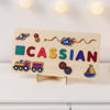 Picture of Personalized Wooden Name Puzzle Board - Personalized Gift for Baby and Kids - Rainbow Color Train Series - Gift for Baby Boys and Girls