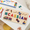Picture of Personalized Wooden Name Puzzle Board - Personalized Gift for Baby and Kids - Rainbow Color Train Series - Gift for Baby Boys and Girls