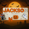 Picture of Personalized Wooden Puzzle Name Board - Halloween Theme - Orange Lettering Style - Personalized Halloween Baby Toddler Gift