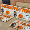 Picture of Personalized Wooden Puzzle Name Board - Halloween Theme - Orange Lettering Style - Personalized Halloween Baby Toddler Gift