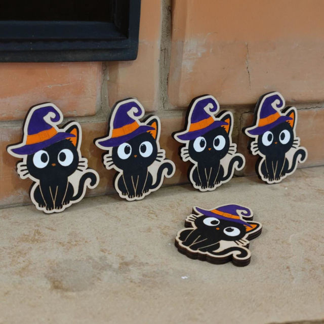 Picture of Personalized Wooden Puzzle Name Board - Halloween Theme - Orange Lettering Style - Personalized Halloween Baby Toddler Gift