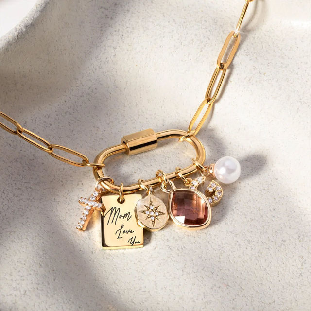Picture of Personalized DIY Charms Necklace - Trendy Charm Necklace Changeable Gold Charm Jewelry - Custom Jewelry