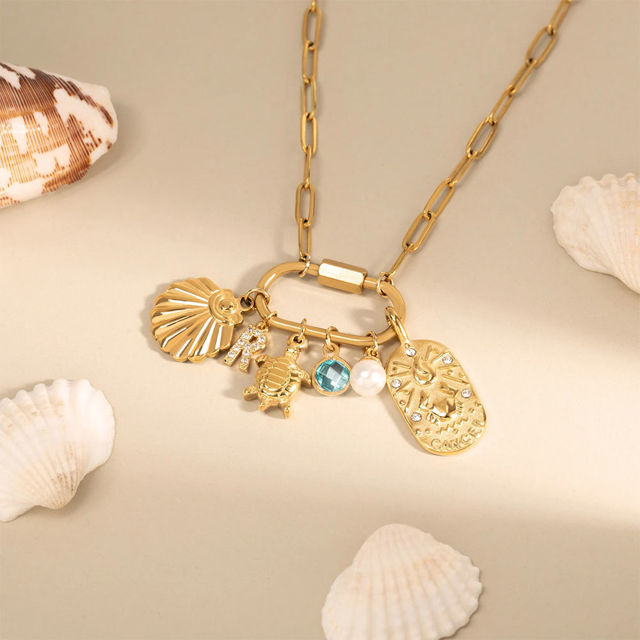 Picture of Personalized DIY Charms Necklace - Trendy Charm Necklace Changeable Gold Charm Jewelry - Custom Jewelry