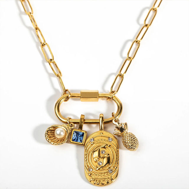 Picture of Personalized DIY Charms Necklace - Trendy Charm Necklace Changeable Gold Charm Jewelry - Custom Jewelry