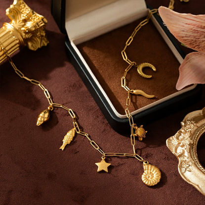 Picture of Personalized DIY Charms Necklace for Her - Trendy Charm Necklace Changeable Gold Charm Jewelry - Custom Jewelry