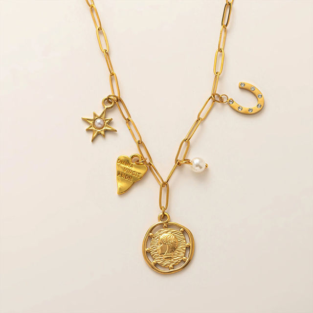 Picture of Personalized DIY Charms Necklace for Her - Trendy Charm Necklace Changeable Gold Charm Jewelry - Custom Jewelry