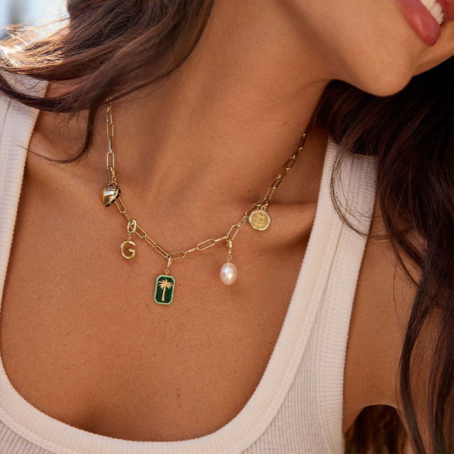 Picture of Personalized DIY Charms Necklace for Her - Trendy Charm Necklace Changeable Gold Charm Jewelry - Custom Jewelry