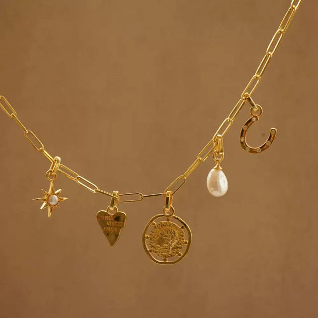 Picture of Personalized DIY Charms Necklace for Her - Trendy Charm Necklace Changeable Gold Charm Jewelry - Custom Jewelry