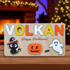 Picture of Personalized Wooden Puzzle Name Board - Halloween Themed - Candy Corn Color - Personalized Halloween Baby Toddler Gift