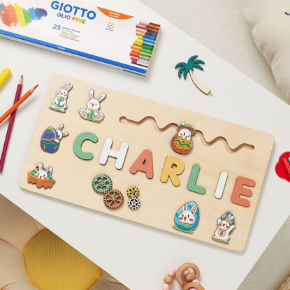 Picture of Personalized Easter Bunny Name Puzzle Board - Easter Basket Stuffers - Personalized Easter Gifts for Boys and Girls