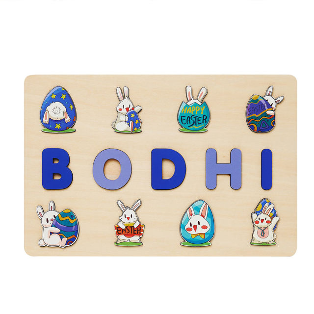 Picture of Personalized Easter Bunny Figure Name Puzzle - Personalized Name Puzzle For Easter Basket Stuffer - Easter Gifts for Kids