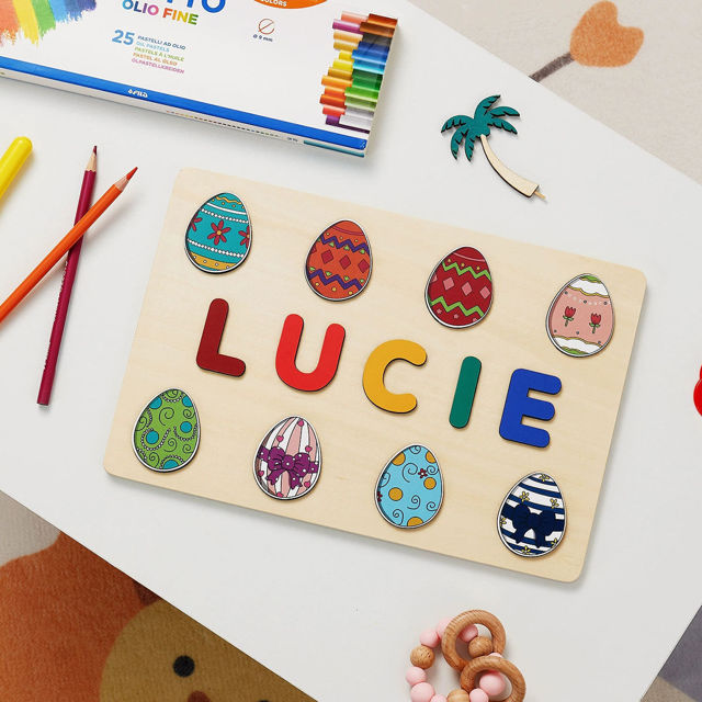 Picture of Personalized Easter Egg Name Puzzle - Easter Basket Stuffers - Personalized Easter Gifts for Kids
