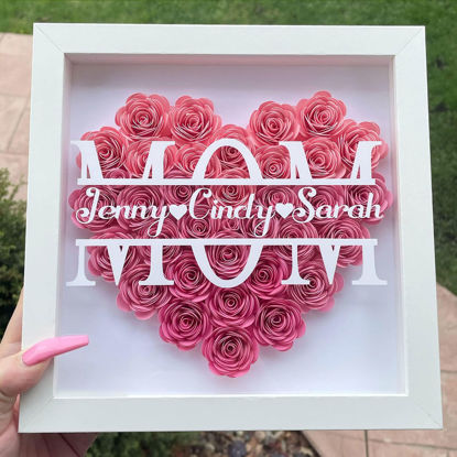 Picture of Personalized Mom Flower Shadow Box - Custom Mom's Rose Frame Box - Custom Flower Box with Names - Personalized Birthday and Mother's Day Gift for Mom