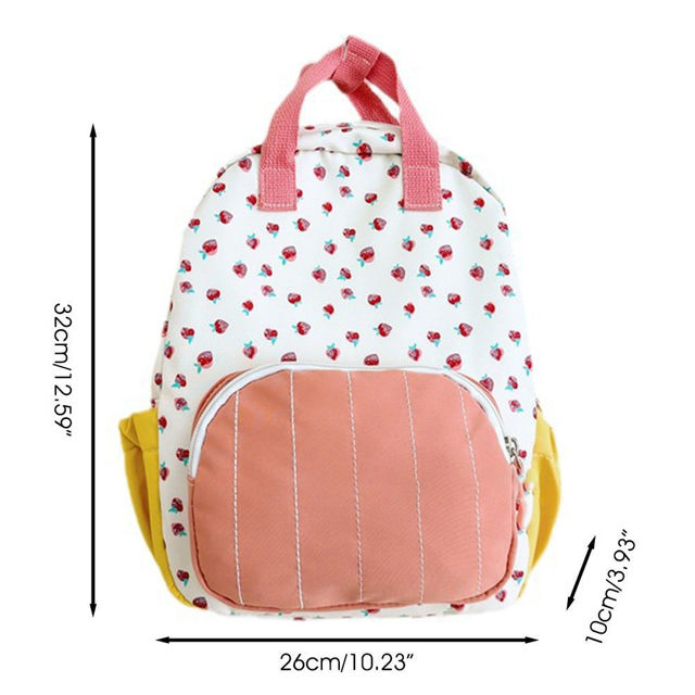 Picture of Personalized Embroidered Name Backpack - Custom Strawberry Print Canvas Backpack - Personalized Name Backpack