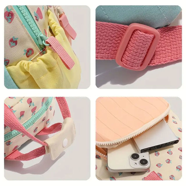 Picture of Personalized Embroidered Name Backpack - Custom Strawberry Print Canvas Backpack - Personalized Name Backpack