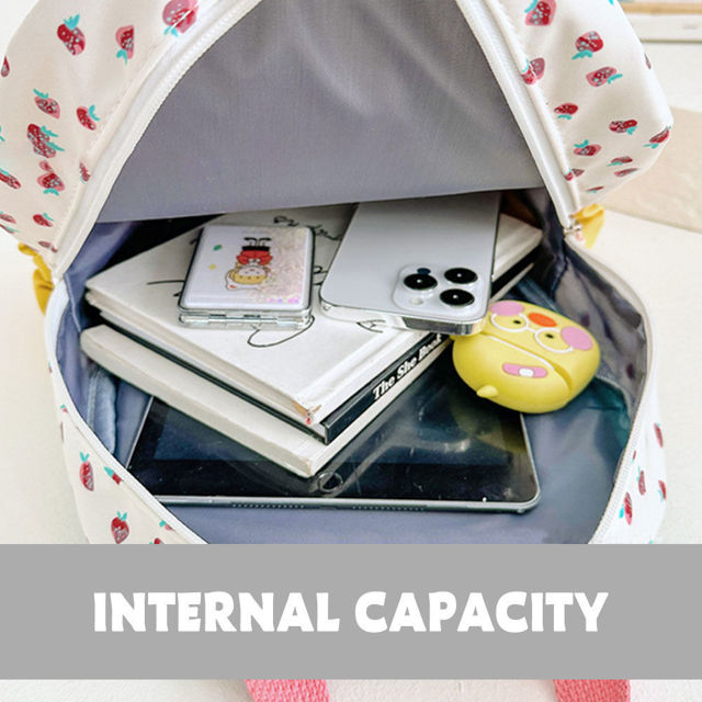 Picture of Personalized Embroidered Name Backpack - Custom Strawberry Print Canvas Backpack - Personalized Name Backpack