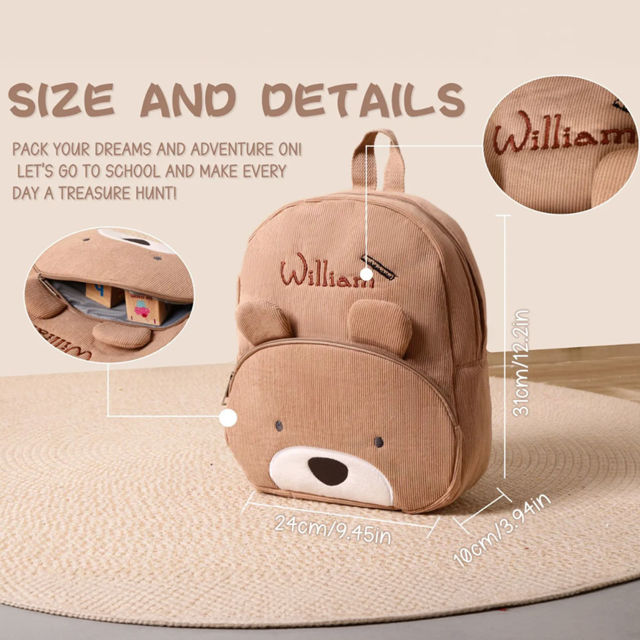 Picture of Personalized Embroidered Toddler Backpack with Name - School Bag - Back to School Gift for Kids