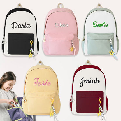 Picture of Personalized Embroidered School Bag with Name - School Backpack for Kids - Back to School Gift