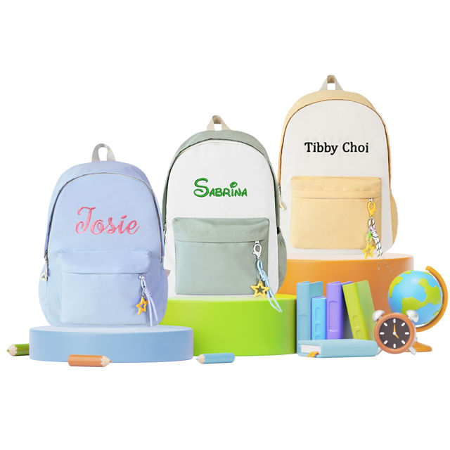 Picture of Personalized Embroidered School Bag with Name - School Backpack for Kids - Back to School Gift