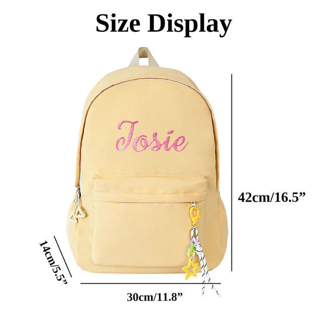 Picture of Personalized Embroidered School Bag with Name - School Backpack for Kids - Back to School Gift
