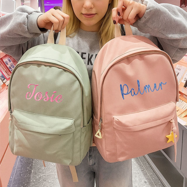 Picture of Personalized Embroidered School Bag with Name - School Backpack for Kids - Back to School Gift