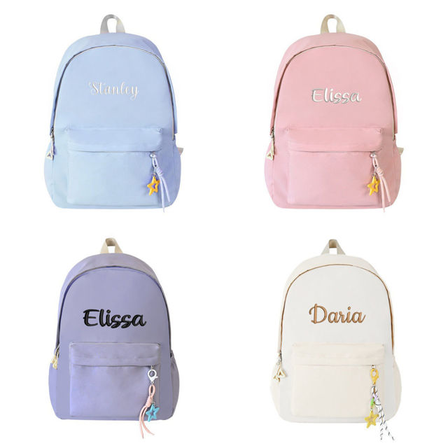 Picture of Personalized Embroidered School Bag with Name - School Backpack for Kids - Back to School Gift