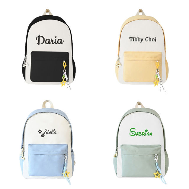 Picture of Personalized Embroidered School Bag with Name - School Backpack for Kids - Back to School Gift