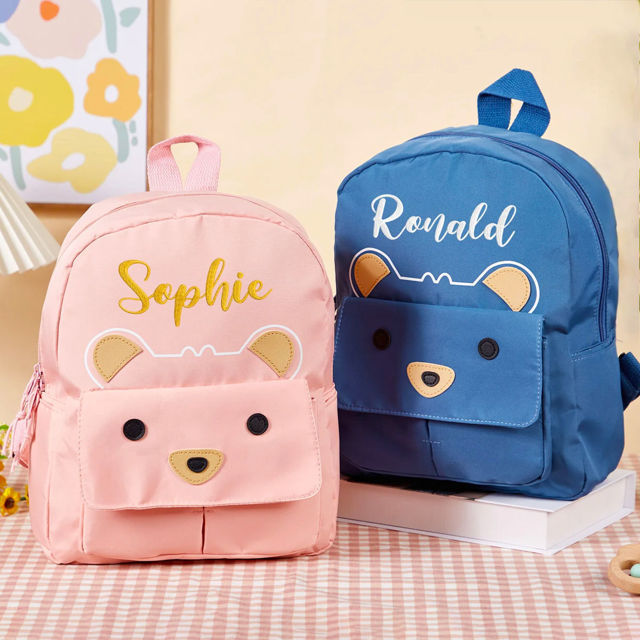 Picture of Personalized Embroidered Bear Toddler Backpack with Name - School Bag - personalized Back to School Gift for Kids