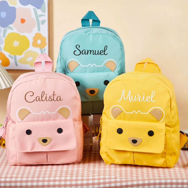 Picture of Personalized Embroidered Bear Toddler Backpack with Name - School Bag - personalized Back to School Gift for Kids