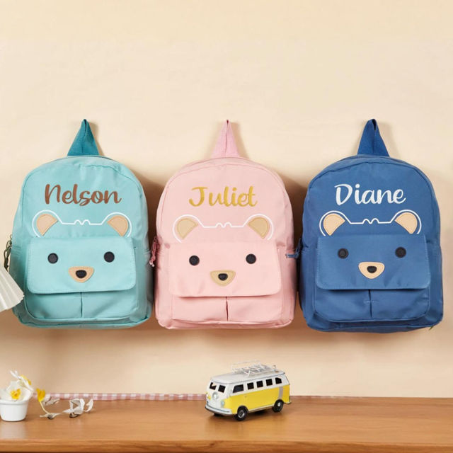 Picture of Personalized Embroidered Bear Toddler Backpack with Name - School Bag - personalized Back to School Gift for Kids